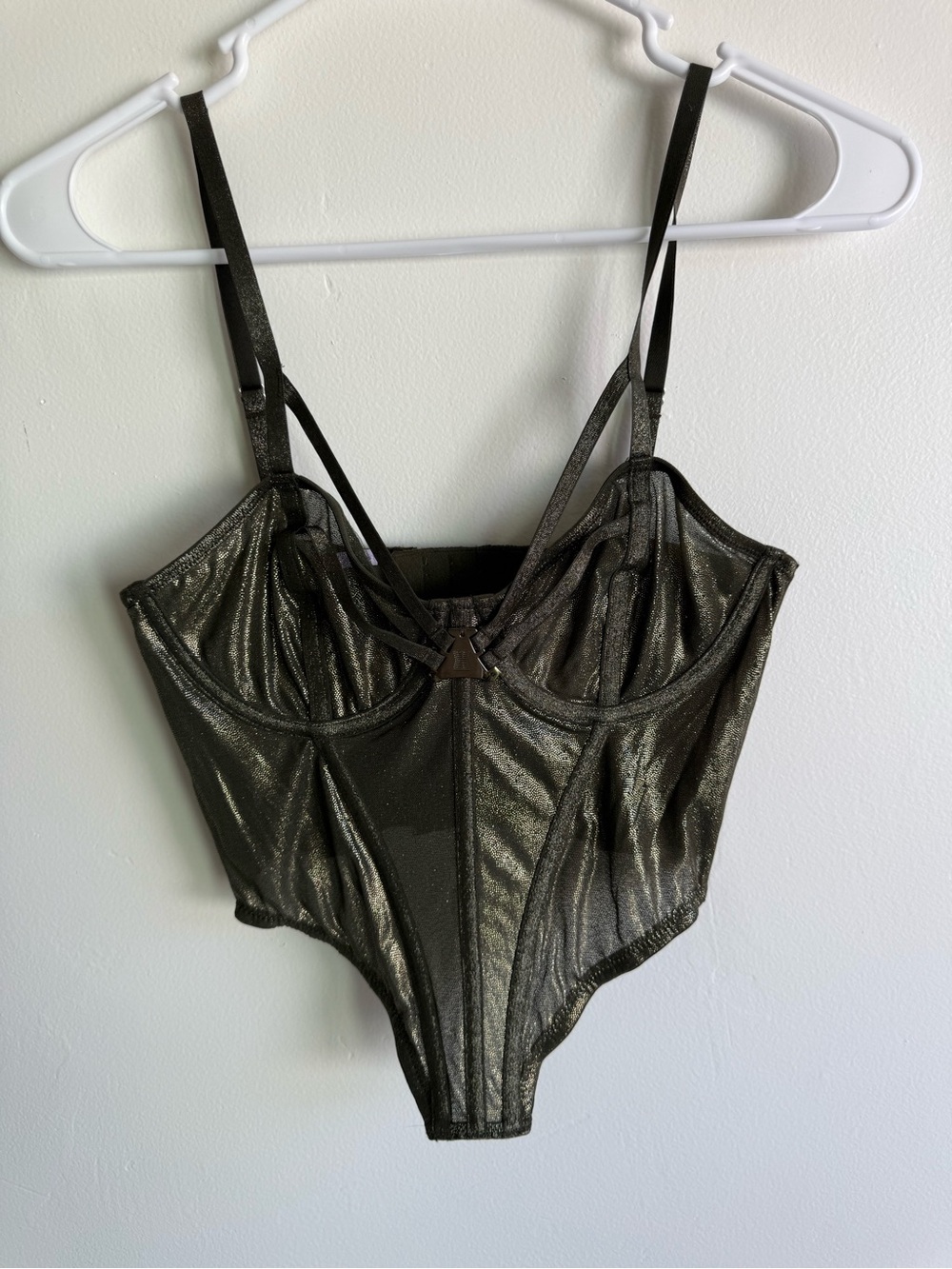 Savage X Fenty “Going Platinum” Mesh Bustier in Deep Forest Green size Small